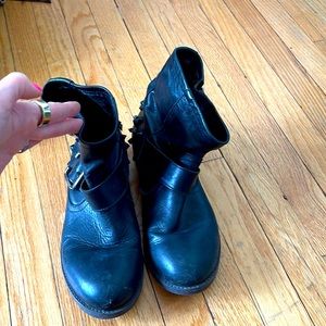 Leather spikey ankle boots